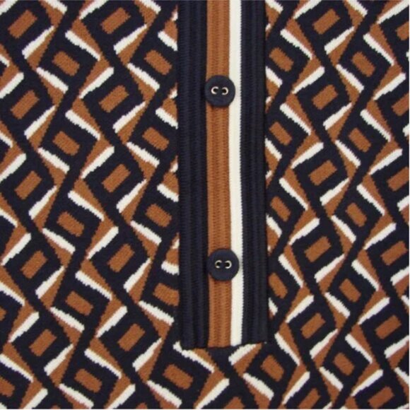 DVF Diane Von Furstenberg Mini Dress Milena Zig Zag Camel Knit Office Small NEW - Picture 12 of 15